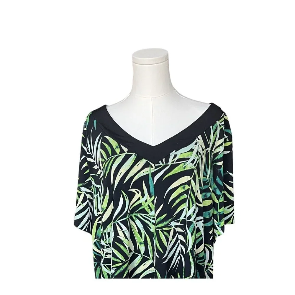 Arna‎ York Floral Tunic Dress 26/28 Hawaiian Tropical Resort Wear Travel V Neck - Picture 2 of 9